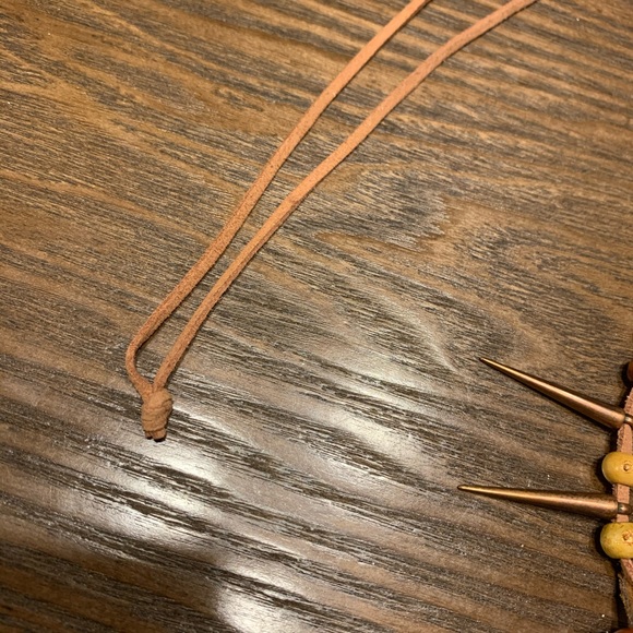 Golden Feather Spiked Necklace 20" ONE OF A KIND HANDMADE NWOT - Picture 3 of 5